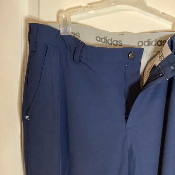 Adidas Classic Fit Men's Golf Pants Flat Front Golfing Stretchy Navy Blue 36 x34 - Picture 5 of 11